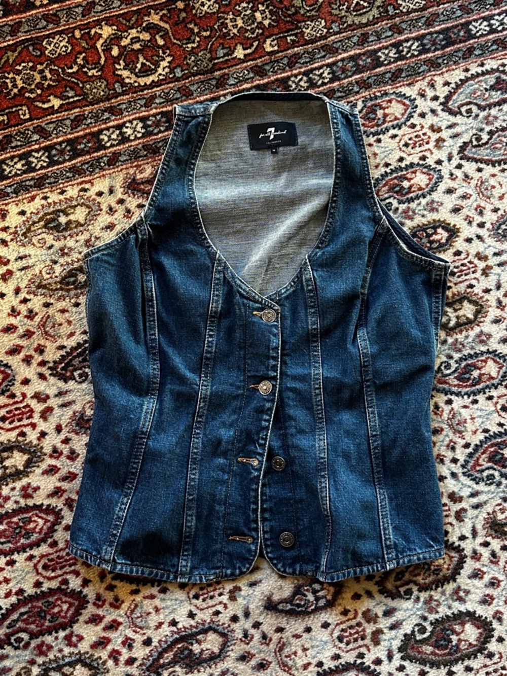 7 For All Mankind Dark Blue Denim Vest